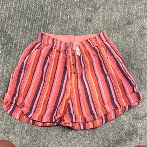 Free People Vibrant Pink and Orange Pajama Shorts